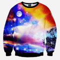 Cloudy Sky All Over Print Blue Purple Red Yellow & Black Crew Neck Sweatshirt