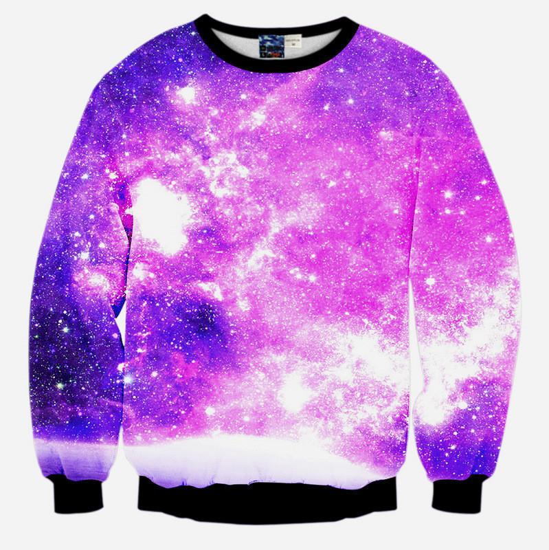 Purple Universal All Over Print Purple & Black Crew Neck Sweatshirt