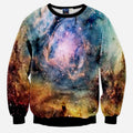 Open Universe All Over Print Blue Brown Green & Black Crew Neck Sweatshirt