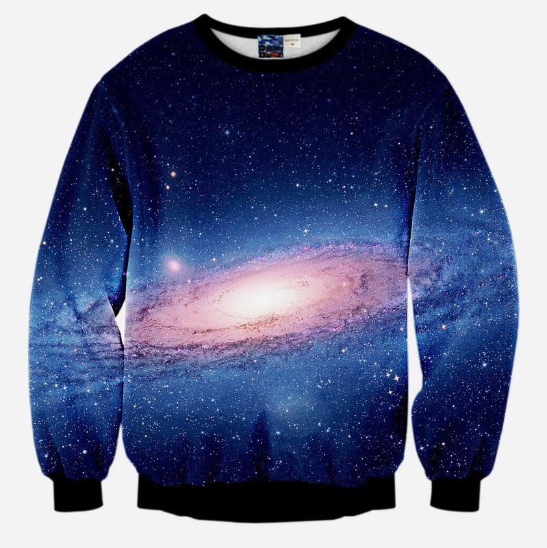 Universe All Over Print Blue Purple & Black Crew Neck Sweatshirt