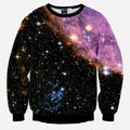 Outer Space All Over Print Black & Purple Crew Neck Sweatshirt