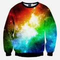 Space Rainbow All Over Print Red Yellow White Green Blue & Black Crew Neck Sweatshirt