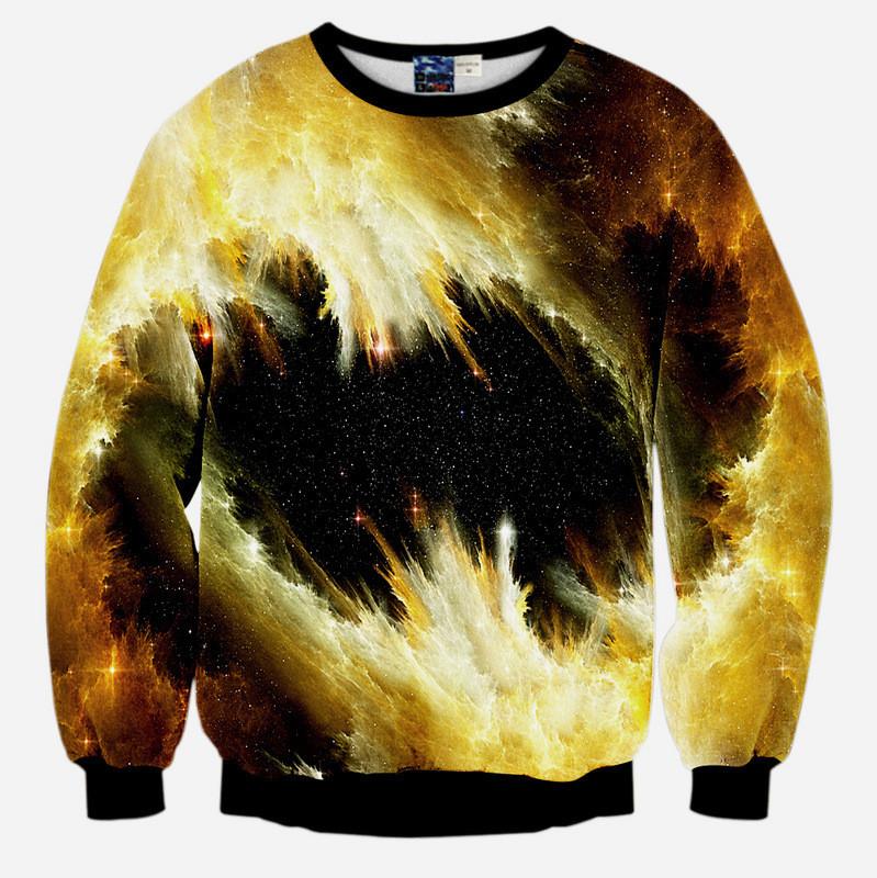 Rip In The Universe All Over Print Yellow & Black Crew Neck Sweatshirt