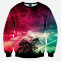 Universe In The Sky All Over Print Red Green & Black Crew Neck Sweatshirt