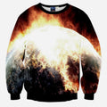 Burning Moon All Over Print Black Crew Neck Sweatshirt