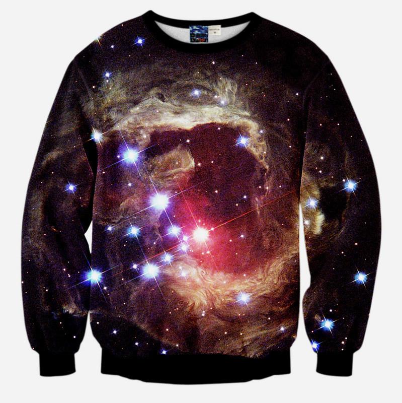 Cosmogyral All Over Print Black Crew Neck Sweatshirt