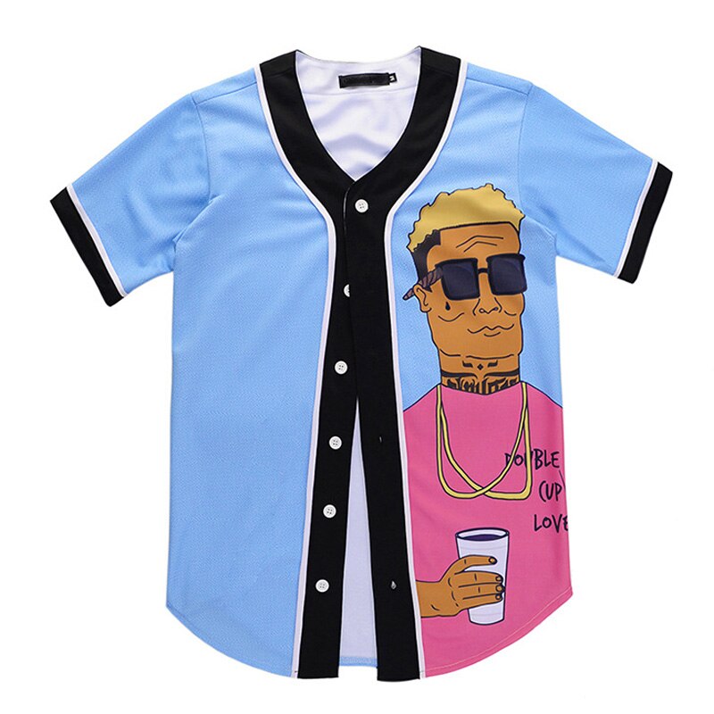 Funny THC Smoking Print Streetwear 3D T shirt Men Hipster Baseball Jersey Button Short Sleeve Cardigan1